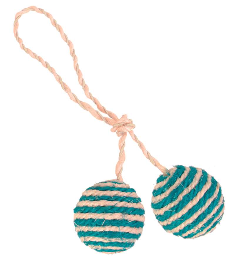 2 Ball On a Rope Sisal with Bell - PetsCura