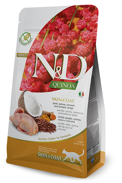 N&D Quinoa Grain Free Cat - SKIN & COAT QUAIL - PetsCura
