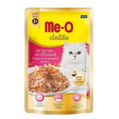 Me-O Delite Tuna With Bonito in Jelly Wet Cat Food (Pack of 12) - PetsCura