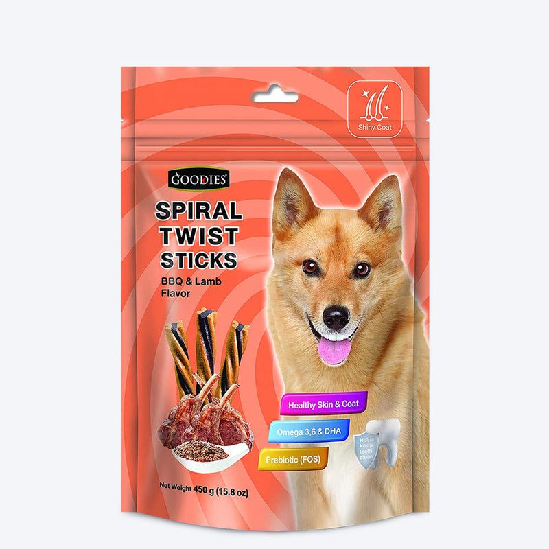 Goodies Spiral Twist Sticks BBQ & Lamb - PetsCura