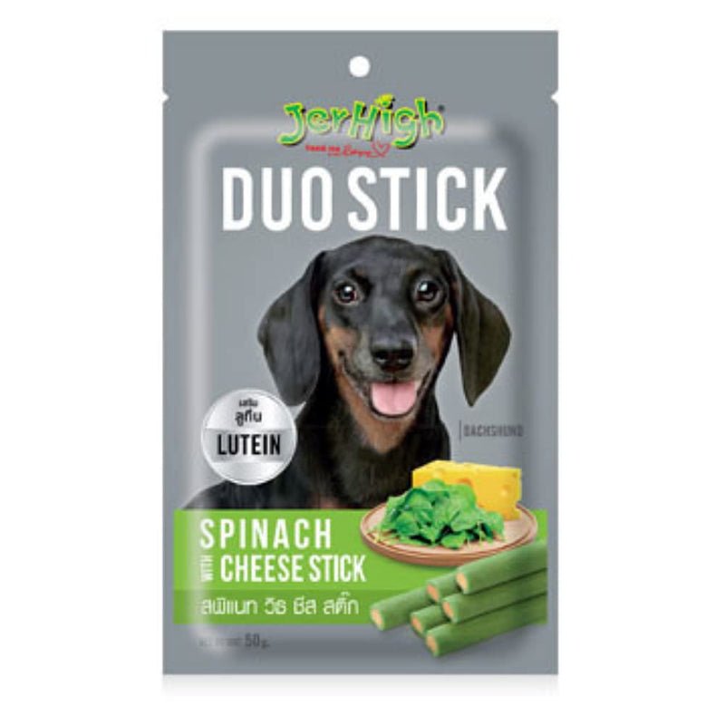 JerHigh Duo Stick Dog Treat - Spinach with Cheese Stick - PetsCura