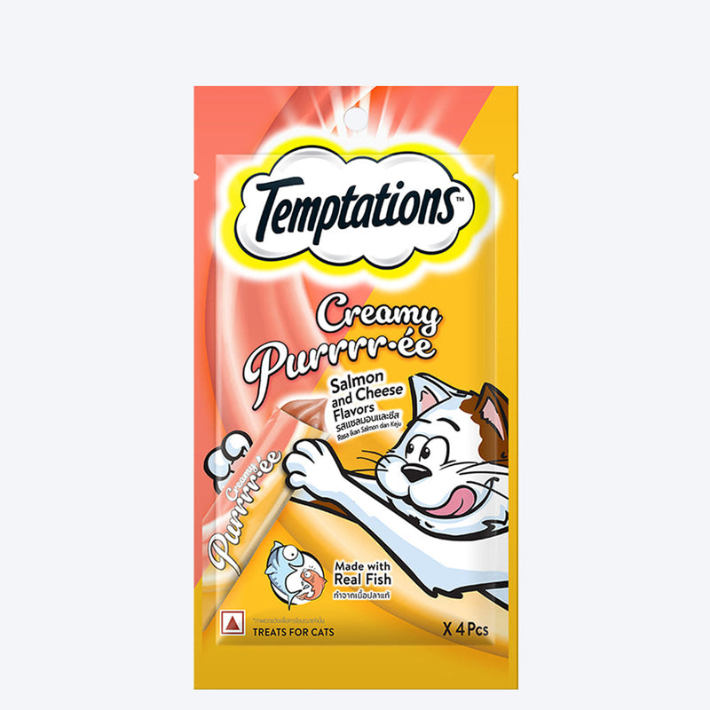Temptations Creamy Purrrr-ee, Salmon & Cheese Flavour
