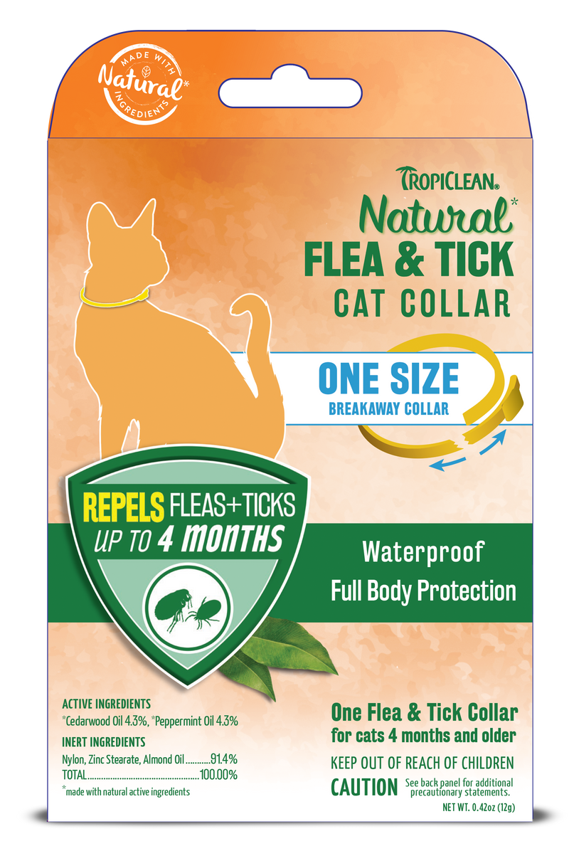 Natural Flea and Tick Cat Collar, One-Size Breakaway Collar