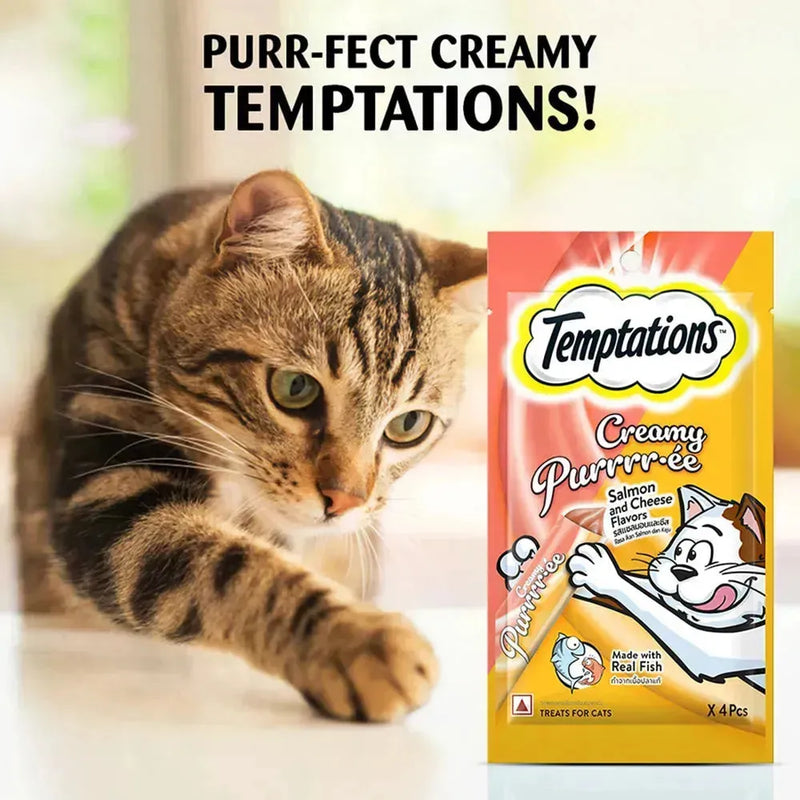 Temptations Creamy Purrrr-ee, Salmon & Cheese Flavour