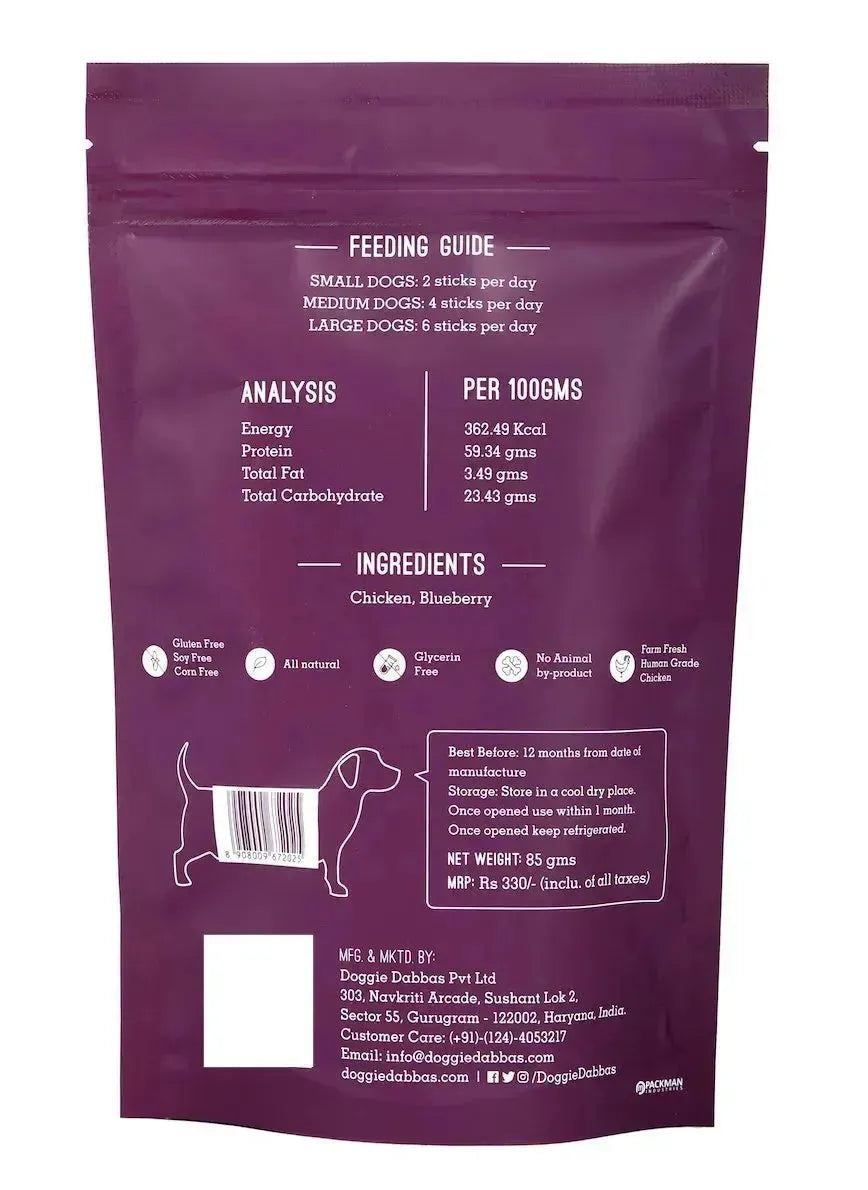 Doggie dabba Blueberry Chicken Jerky - PetsCura
