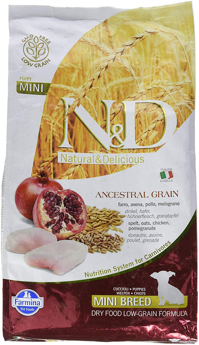 N&D Ancestral Grain Chicken & Pomegranate Adult Mini Food - PetsCura