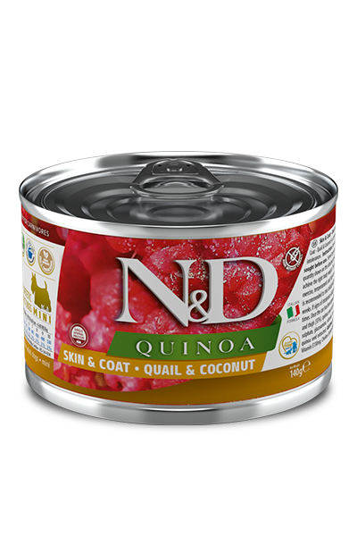 N&D Quinoa Grain Free SKIN & COAT - QUAIL & COCONUT - MINI WET FOOD - PetsCura