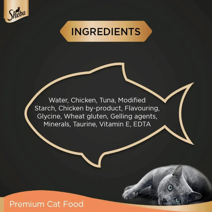 Sheba Premium Wet Cat Food - Chicken With Tuna In Gravy - PetsCura