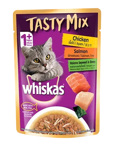 Whiskas Tasty Mix Chicken Salmon And Wakame Seaweed In Gravy