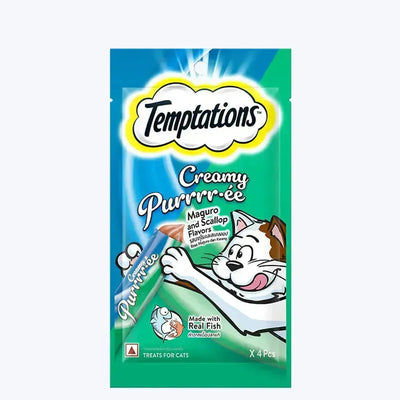 Temptations Creamy Purrrr-ee Cat Treats, Maguro and Scallop Flavors - PetsCura