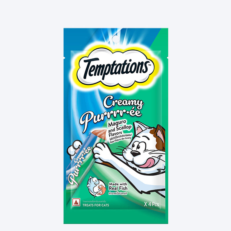 Temptations Creamy Purrrr-ee Cat Treats, Maguro and Scallop Flavors - PetsCura