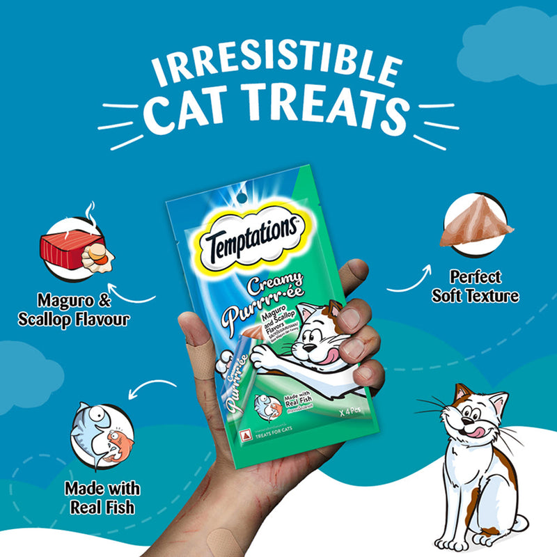 Temptations Creamy Purrrr-ee Cat Treats, Maguro and Scallop Flavors - PetsCura
